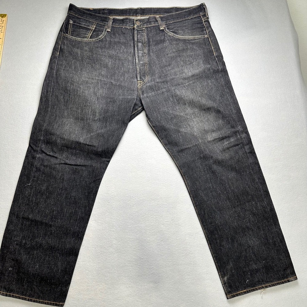 Levis 501 Original Fit Jeans Mens 40x30 Black Dark Wash Straight Leg Denim - Picture 2 of 8